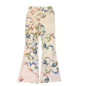 Ala Von Auersperg Flare Pants Women Small Pink Multi Abstract Art Print